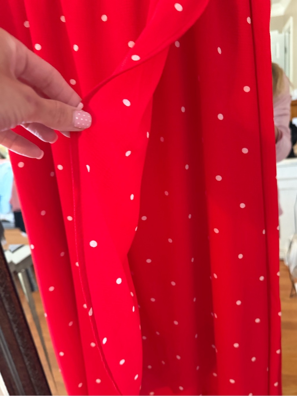 Red Polka Dot Ruffle Midi Dress - Women's Effortless Day-to-Evening Style - Picture 12 of 14